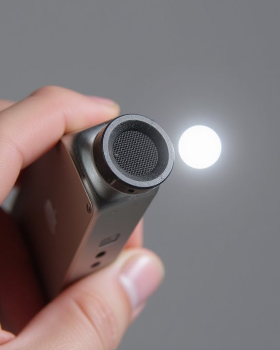 inspect speakers with flashlight