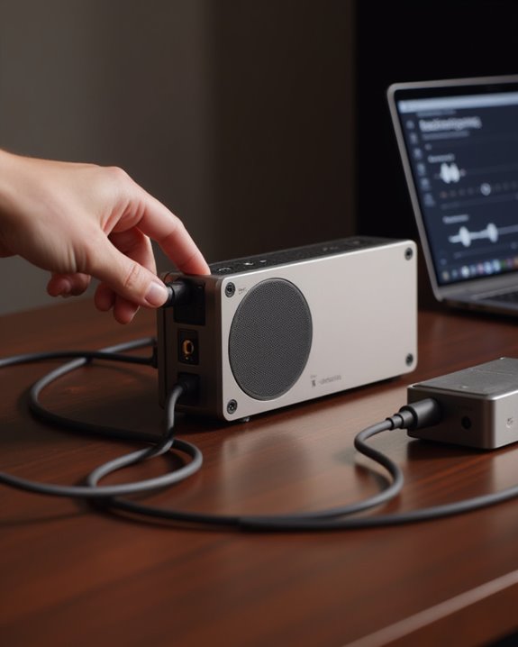 power up and position speakers